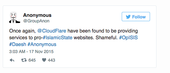 CloudFlare 免费CDN服务商 ISIS宣传网站